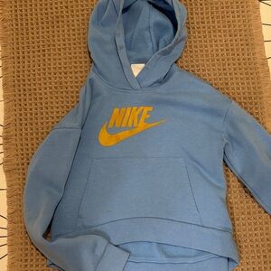 Nike Kids Light Blue Hoodie with Gold Logo
